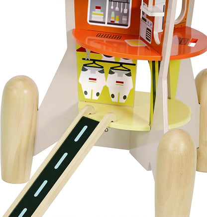 Classic World Wooden Rocket Ship - Wooden Space Toy - Building Set - Wooden Activity Toy - Includes Little Astronaut Figurines - Ideal Christmas Stocking Filler - Suitable for 3+ Years Old