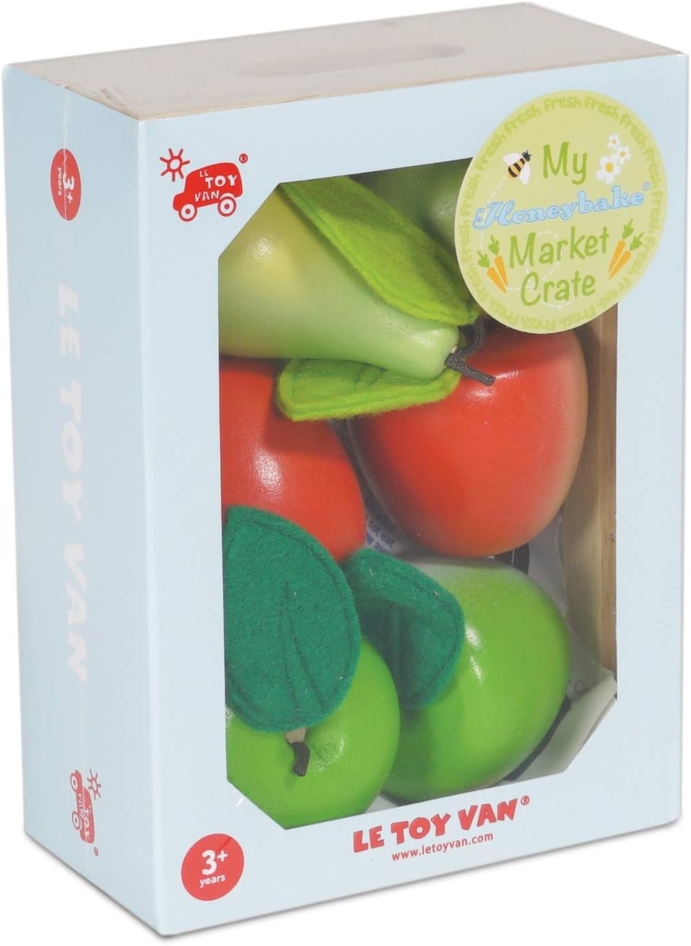 Le Toy Van - Wooden Honeybee Market Apples & Pears Crate | Perfect for Supermarket, Food Shop or Cafe Pretend Play | Great As A Gift (TV191)