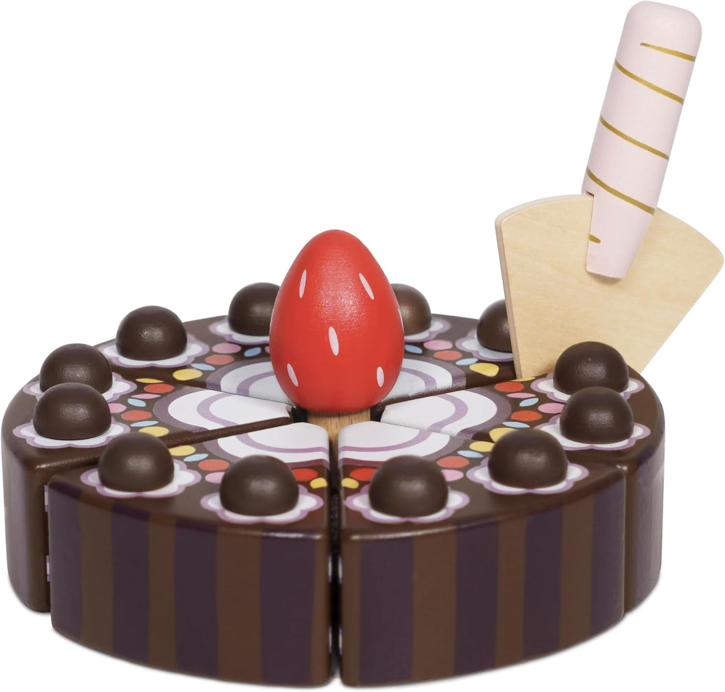 Le Toy Van - Childrens Wooden Honeybake Chocolate Gateau Cake Food Pretend Toy | Birthday Cake Or Afternoon Tea Role Play Toy