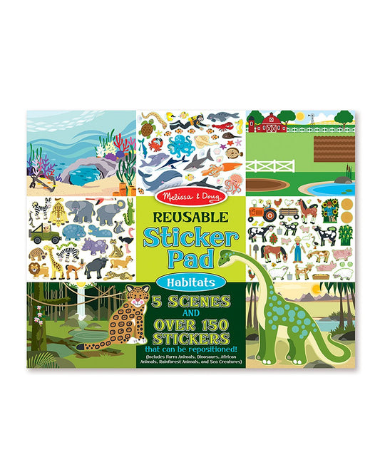 Melissa & Doug Reusable Sticker Pad – Habitats Theme, Fun Stickers for Kids, Creative Play, Non-Toxic, Educational Activity for Ages 3+