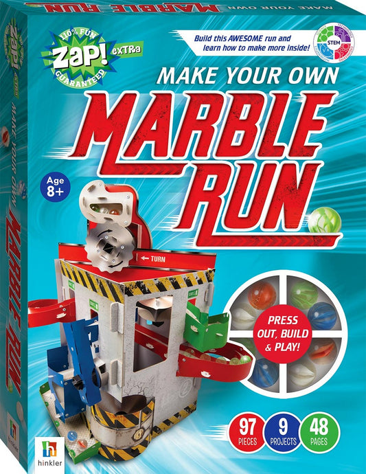 Hinkler Zap! Extra Make Your Own Marble Run – Build & Create Your Own Marble Track with 97 Pieces, 9 Projects and 48 Pages, STEM Activity, Fun for Kids