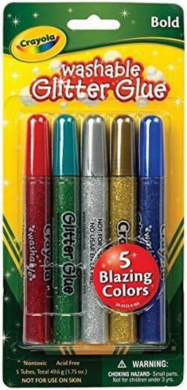 Crayola 5-Count Washable Glitter Glue, Bold Blazes - Vibrant Colors, Ideal for Crafting, Creative Projects, Glitter Effect