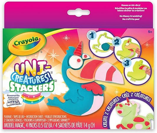 Crayola Model Magic Stackers – Uni-Creatures Theme, Easy Sculpting Set for Kids, Non-Toxic, Creative Fun, Ideal for Ages 4+, Colorful Crafting Activity