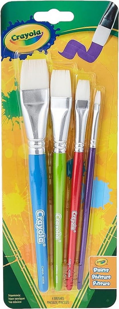 Crayola Flat Brush Set -Thin & Thick Paint Brushes, Multi-Purpose Brushes, Painting Tools, 4 CT.