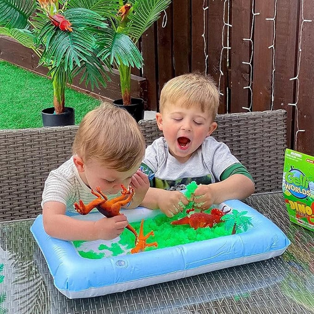 Gelli Baff Zimpli Kids Gelli World Dino Pack with 8 Piece Dinosaur set, Play Tray, Gelly Powder, Transform Water into Gelly Fun, Dinosaur-Themed Play, Safe, Mess-Free Creative Play