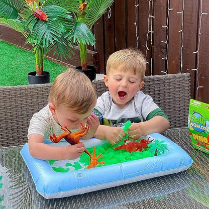 Gelli Baff Zimpli Kids Gelli World Dino Pack with 8 Piece Dinosaur set, Play Tray, Gelly Powder, Transform Water into Gelly Fun, Dinosaur-Themed Play, Safe, Mess-Free Creative Play