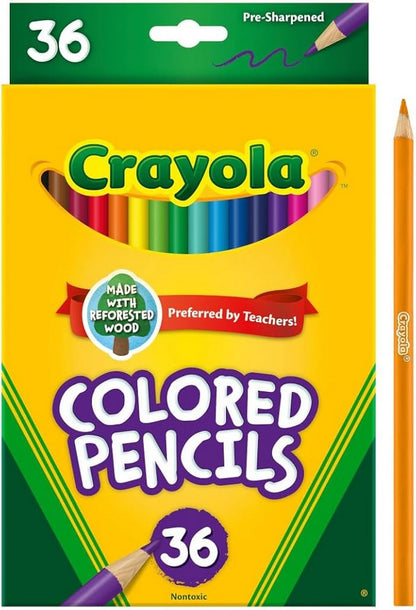 Crayola 36-count Colored Pencils, Long - Vibrant Colors, Easy to Sharpen, Art Projects, Creative Supplies, Classroom Essentials, Drawing Pencils