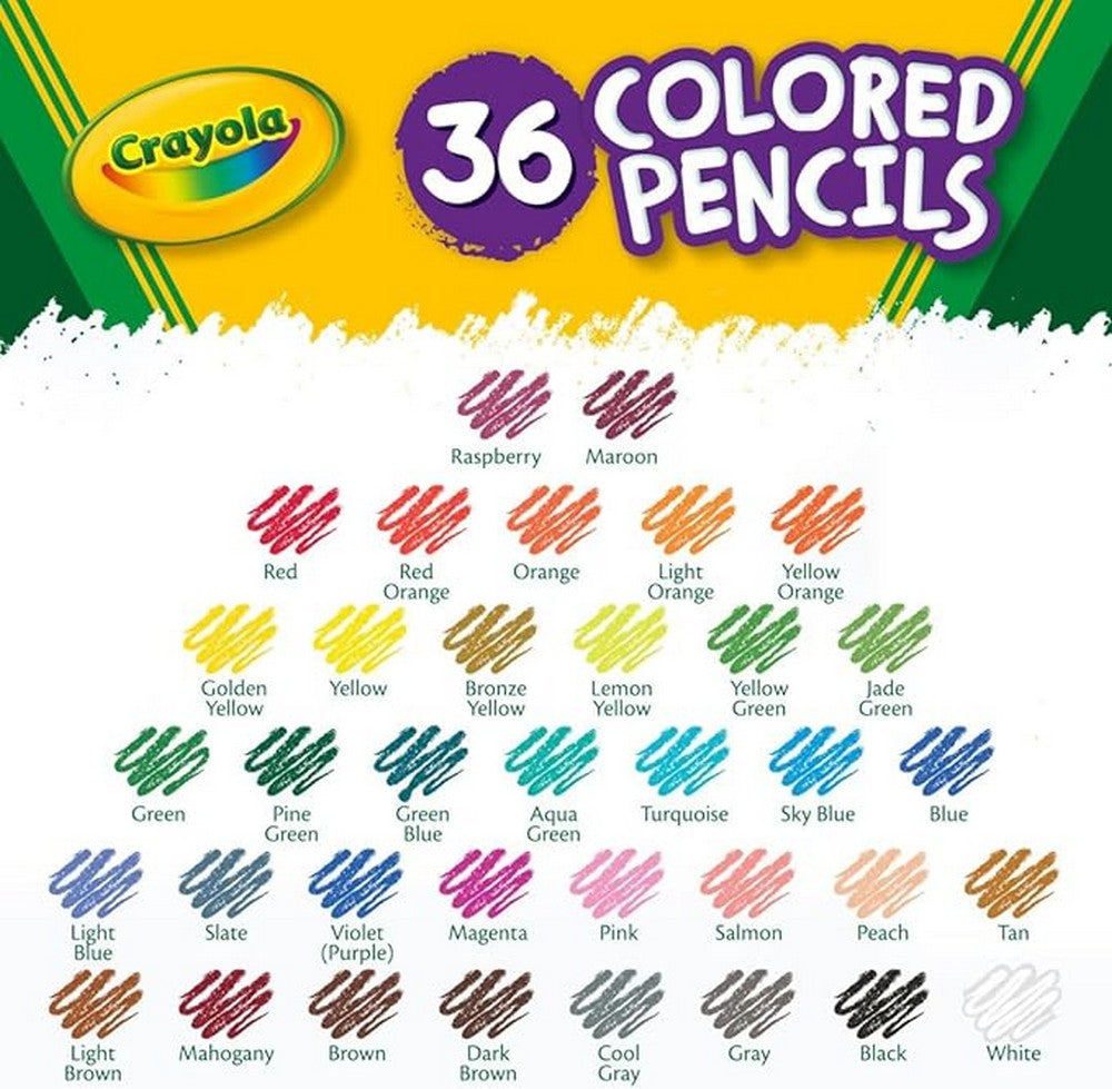 Crayola 36-count Colored Pencils, Long - Vibrant Colors, Easy to Sharpen, Art Projects, Creative Supplies, Classroom Essentials, Drawing Pencils