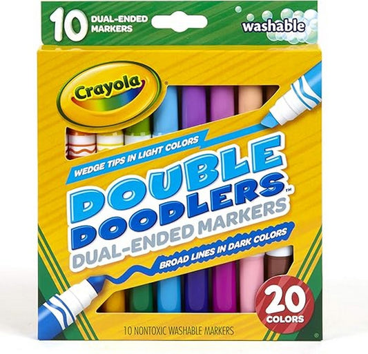 Crayola 10-Count Washable Double Doodlers Dual Ended Markers - Vibrant Colors, Dual Tip Markers, Art Projects, Creative Supplies