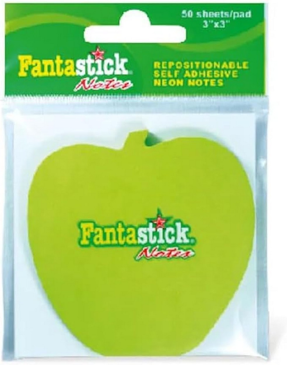 Fantastik Stick Notes Fluorescent Apple Green, Repositionable Self Adhesive Neon Notes, Ideal for Notes, Reminders, and Organizing