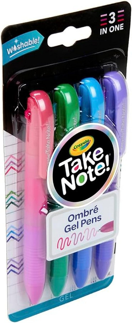 Crayola Ombre Gel Pens, Vibrant Colors, Smooth Writing, Ombre Effect, Ideal for Art Projects, Kids Crafting, Fine Tip Pens, Pack of 4