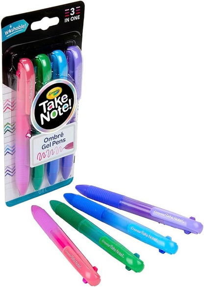 Crayola Ombre Gel Pens, Vibrant Colors, Smooth Writing, Ombre Effect, Ideal for Art Projects, Kids Crafting, Fine Tip Pens, Pack of 4