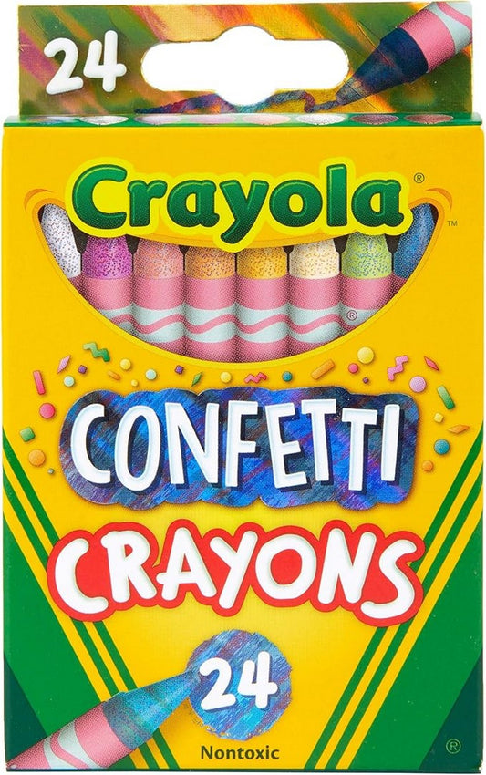 Crayola Confetti Crayons - Vibrant Colors, Non-Toxic, Easy to Use, Ideal for Kids, Art SuppliesCreative Projects, Gift Set, Fun Crafting, Pack of 24