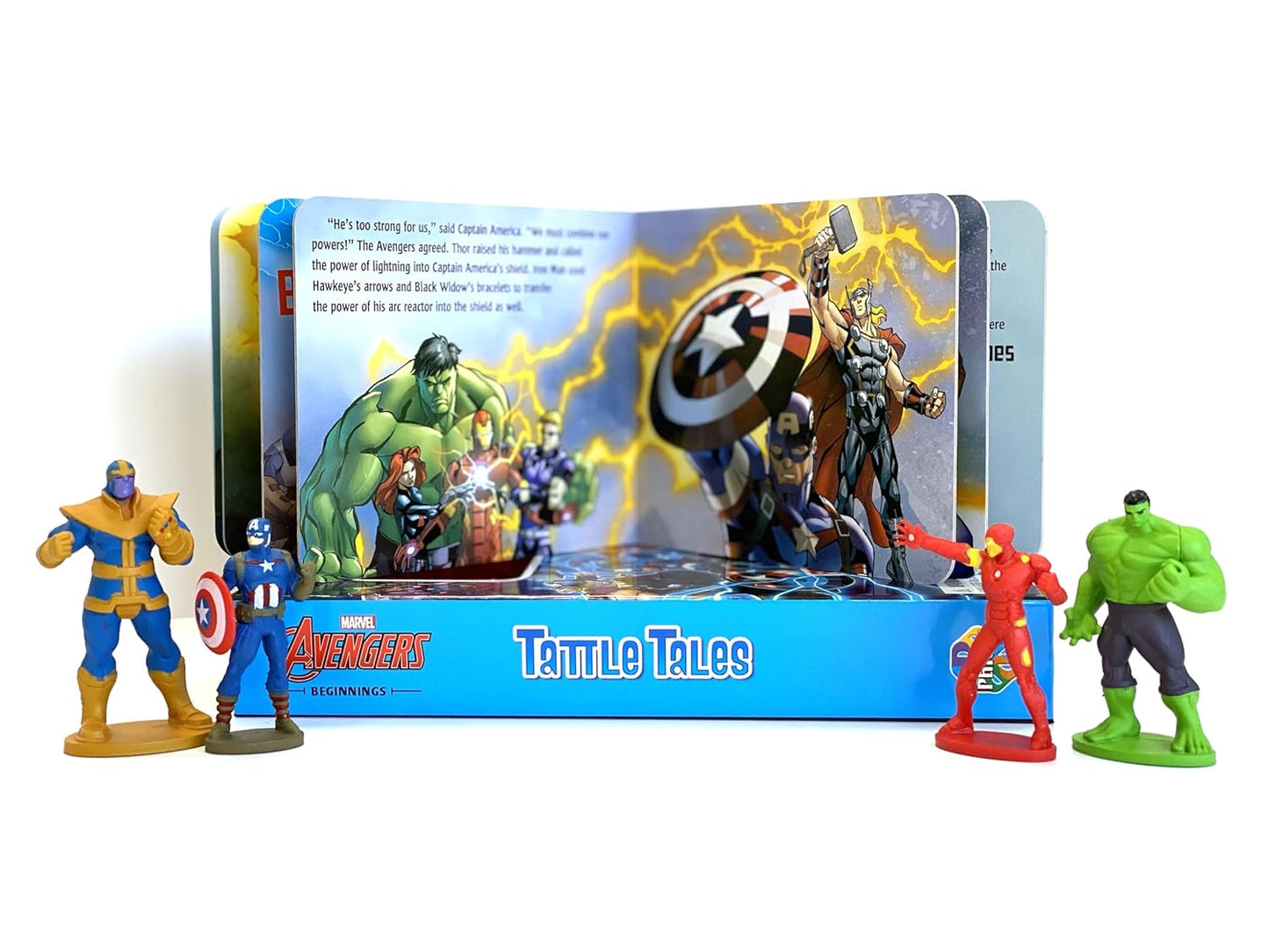 Hi5 Marvel Avengers Tattle Tales includes 4 Figurine and a Story Book, Story and Activity Book for Kids, Fun Avengers-Themed Adventures, Ideal for Ages 4+