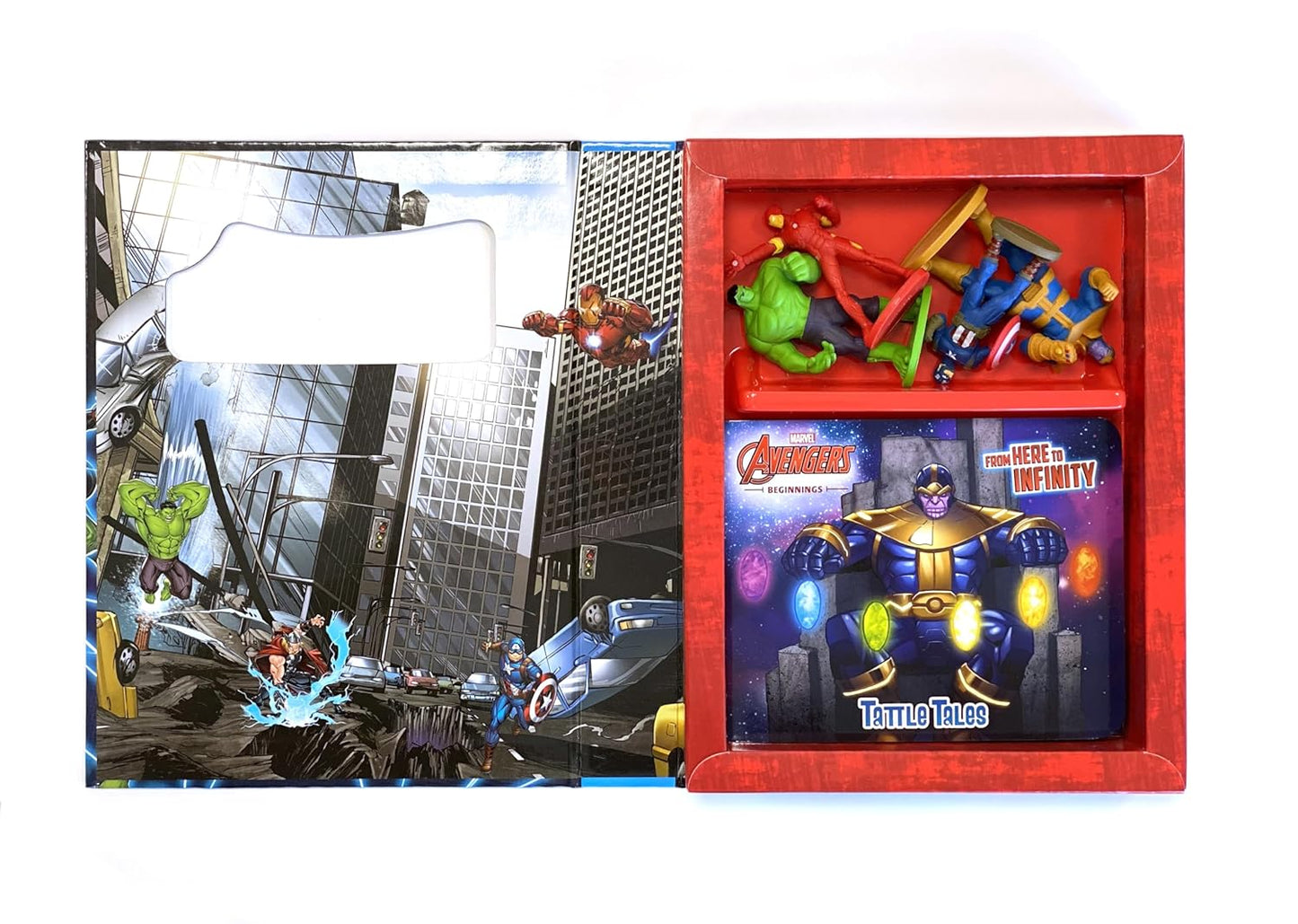 Hi5 Marvel Avengers Tattle Tales includes 4 Figurine and a Story Book, Story and Activity Book for Kids, Fun Avengers-Themed Adventures, Ideal for Ages 4+