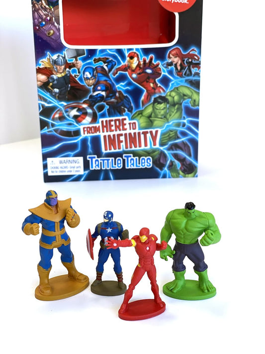 Hi5 Marvel Avengers Tattle Tales includes 4 Figurine and a Story Book, Story and Activity Book for Kids, Fun Avengers-Themed Adventures, Ideal for Ages 4+