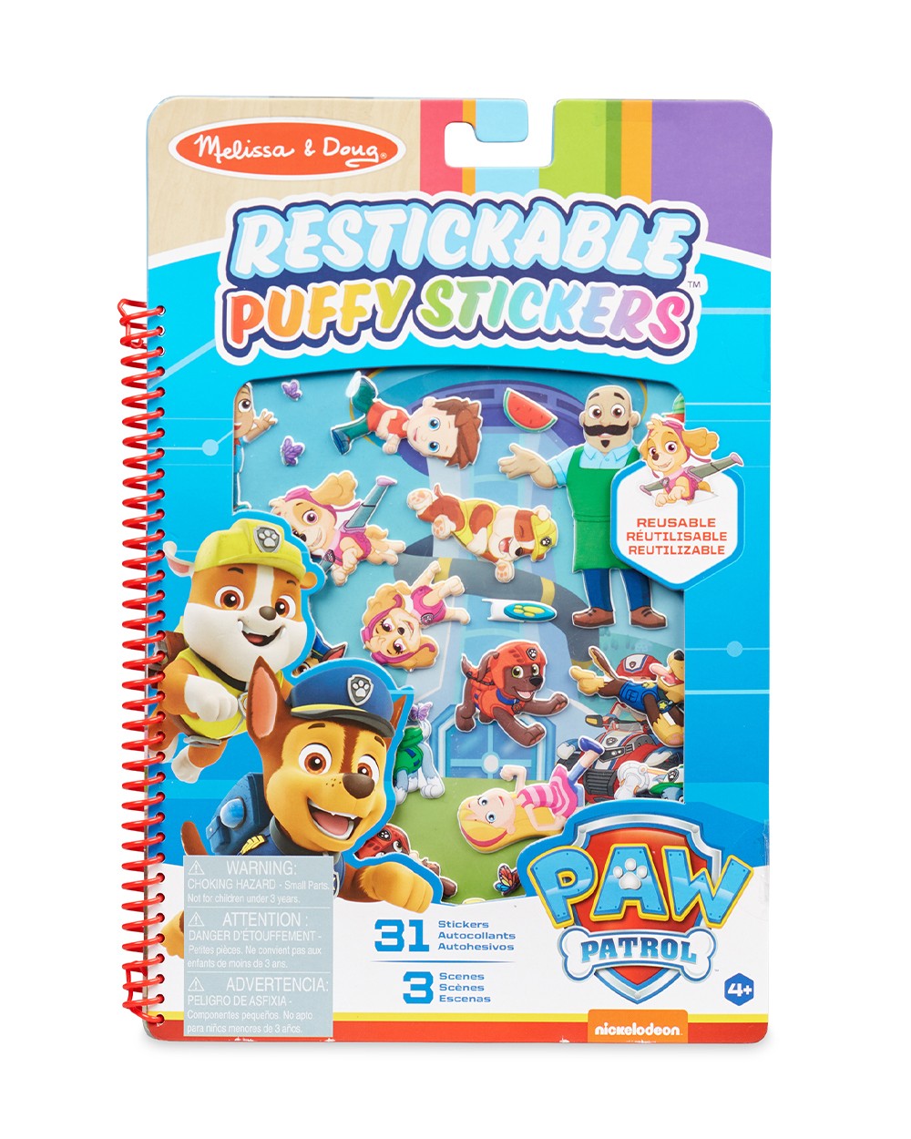 Melissa & Doug PAW Patrol Puffy Sticker Adventure Bay  Reusable Sticker Activity Set with 40+ Stickers and Fold-Out Play Scene, Fun for Kids Ages 4+