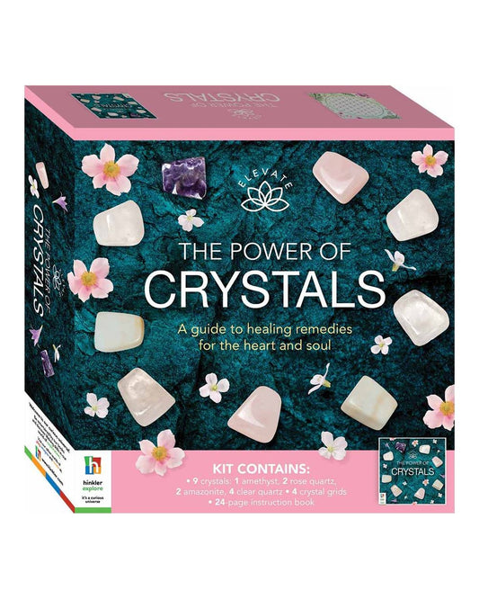 Hinkler Elevate The Power of Crystals Box Set – Crystal Healing Kit, Includes Crystals, 24 Page Guidebook, and Energy Enhancing Tools, Ideal for Wellness and Meditation