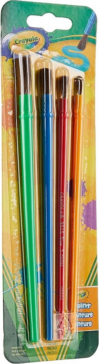 Crayola 4-Piece Art & Craft Brush Set - High-Quality Paint Brushes, Ideal for Kids, Creative Projects, Art Supplies, Multi-Purpose