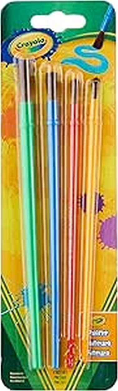 Crayola 4-Piece Art & Craft Brush Set - High-Quality Paint Brushes, Ideal for Kids, Creative Projects, Art Supplies, Multi-Purpose