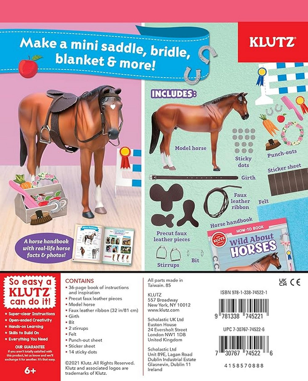 Kultz Wild About Horses Creative Horse-Themed Craft Kit for Kids with Materials to Make Horse Art and Projects and  36 page Boook, Ideal for Ages 6+