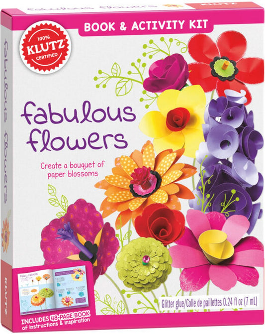 Kultz Fabulous Flowers Creative Flower Craft Kit for Kids with 48 Page Book, DIY Flower Art and Projects, Ideal for Ages 6+