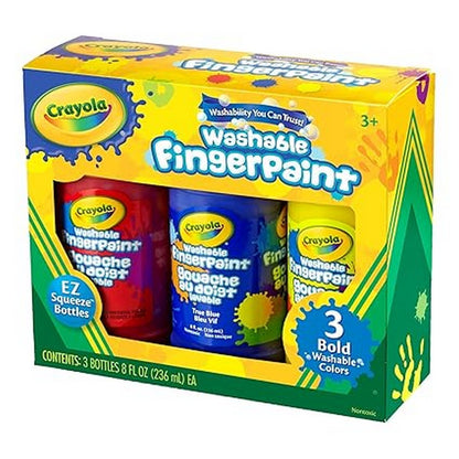 Crayola 8oz Washable Fingerpaint, Bold Colors, Ideal for Kids, Art Projects, Creative Supplies,  Safe for Children - Pack of 3