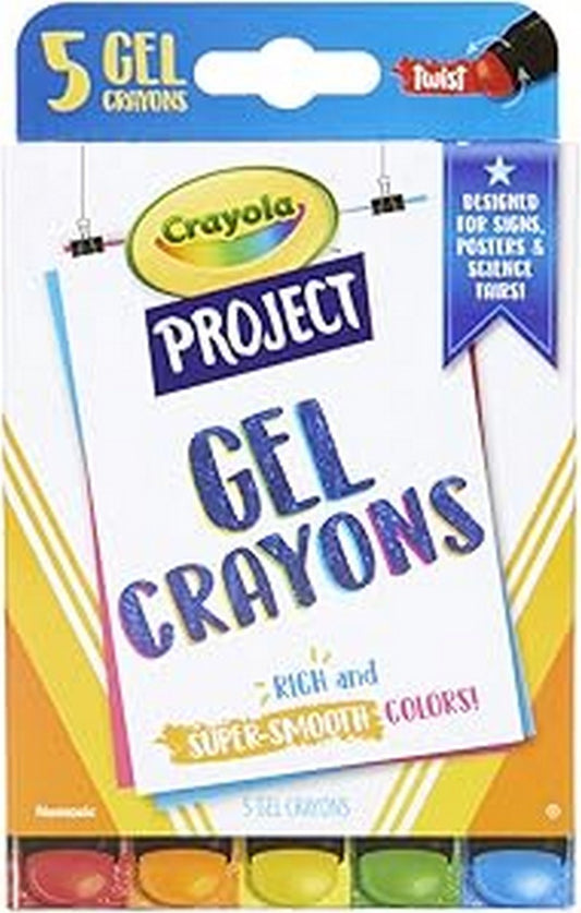 Crayola Project Gel Crayons, Pack of 5 - Vibrant Colors, Non-Toxic, Ideal for Art Projects, Creative Supplies, Washable, Durable, Kids Art Supplies