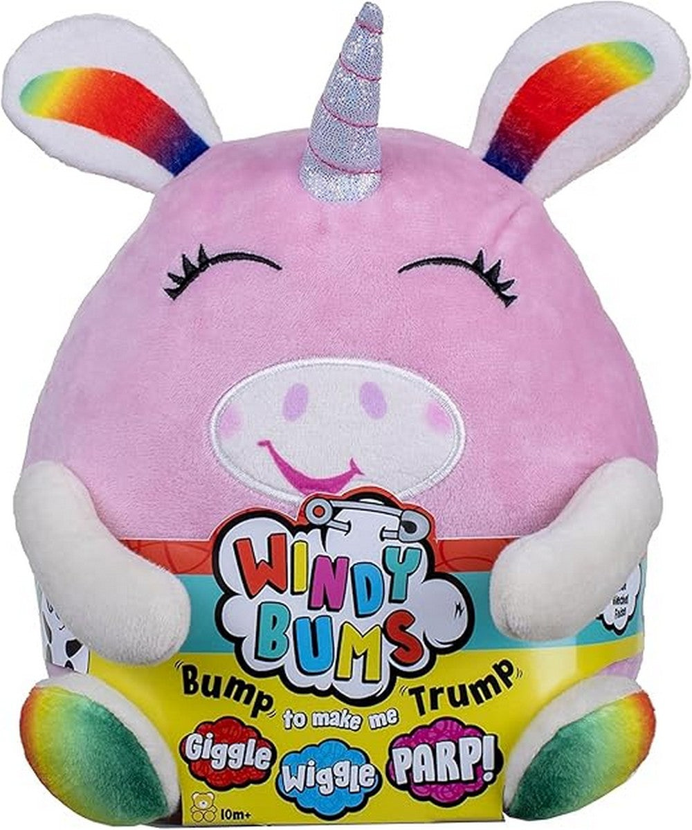 Windy Bums Soft Toys Unicorn – Fun and Interactive Plush Unicorn, Cuddly and Cute, Wind-Up Action Toy, Ideal for Kids Aged 3+, Perfect for Playtime