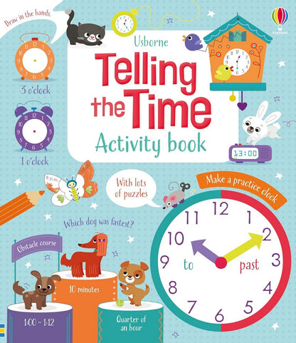 Usborne Telling the Time Activity Book – Fun Learning for Kids, Time-telling Practice, Interactive Activities, Ages 5+, Educational, Clocks, Skills Development