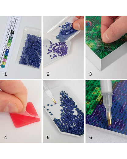 Hinkler Light Up Crystal Canvas, Unicorn in Moonlight, DIY Crystal Art Kit, Creative Craft Activity, Kids Art Supplies