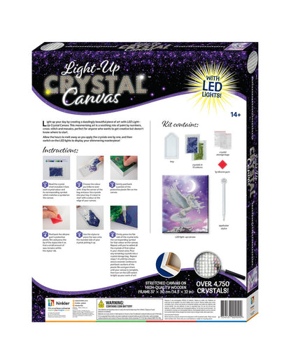 Hinkler Light Up Crystal Canvas, Unicorn in Moonlight, DIY Crystal Art Kit, Creative Craft Activity, Kids Art Supplies