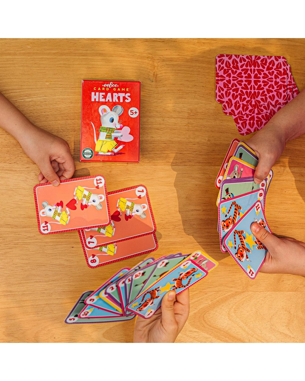 eeBoo Hearts Playing Cards – Classic Card Game for Family Fun, Educational, Durable, Beautifully Illustrated Deck