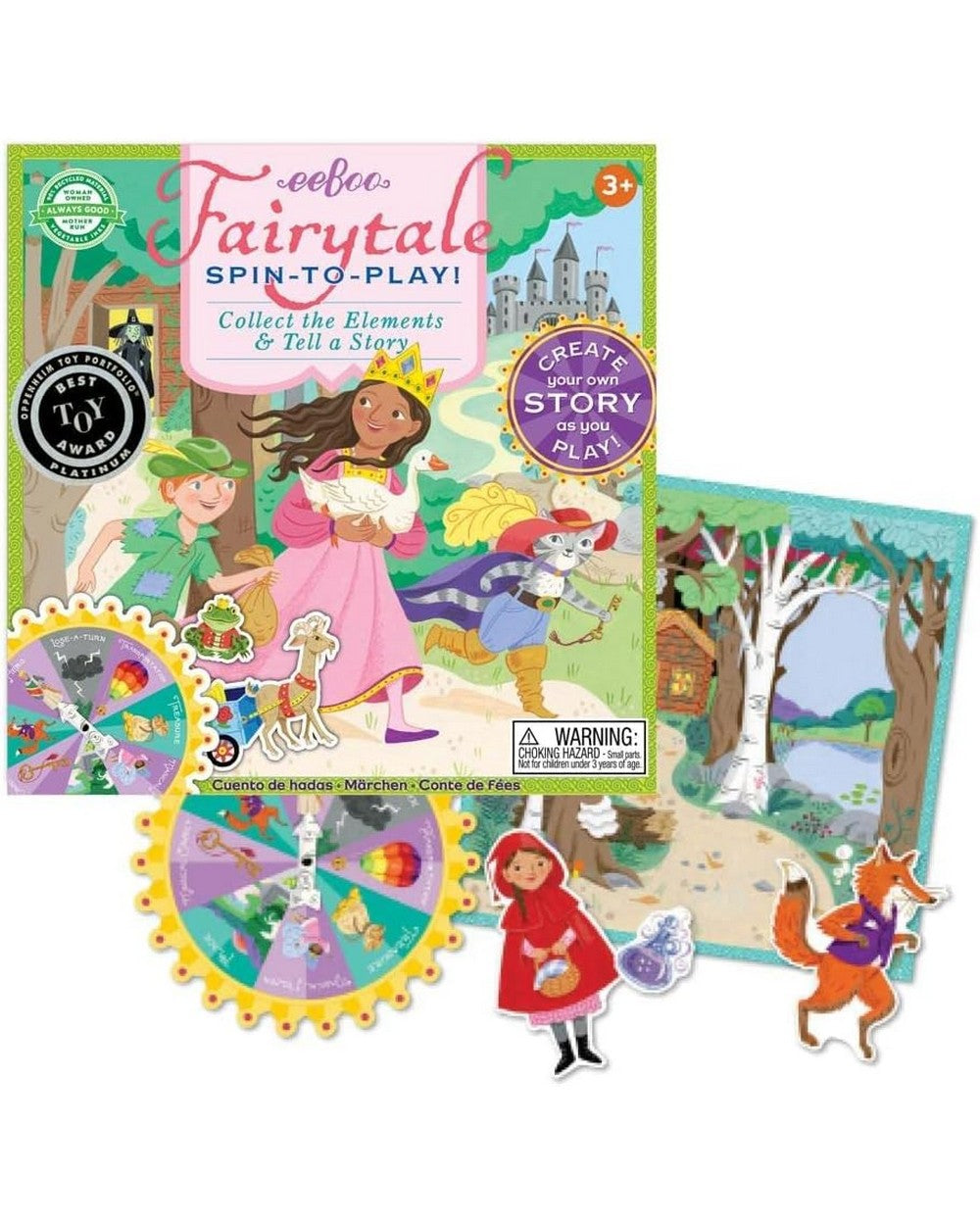 eeBoo Fairytale Spinner Game – Fun Family Game, Kids' Educational Game, Fairy Tale-Themed, Interactive Play for 2-4 Players