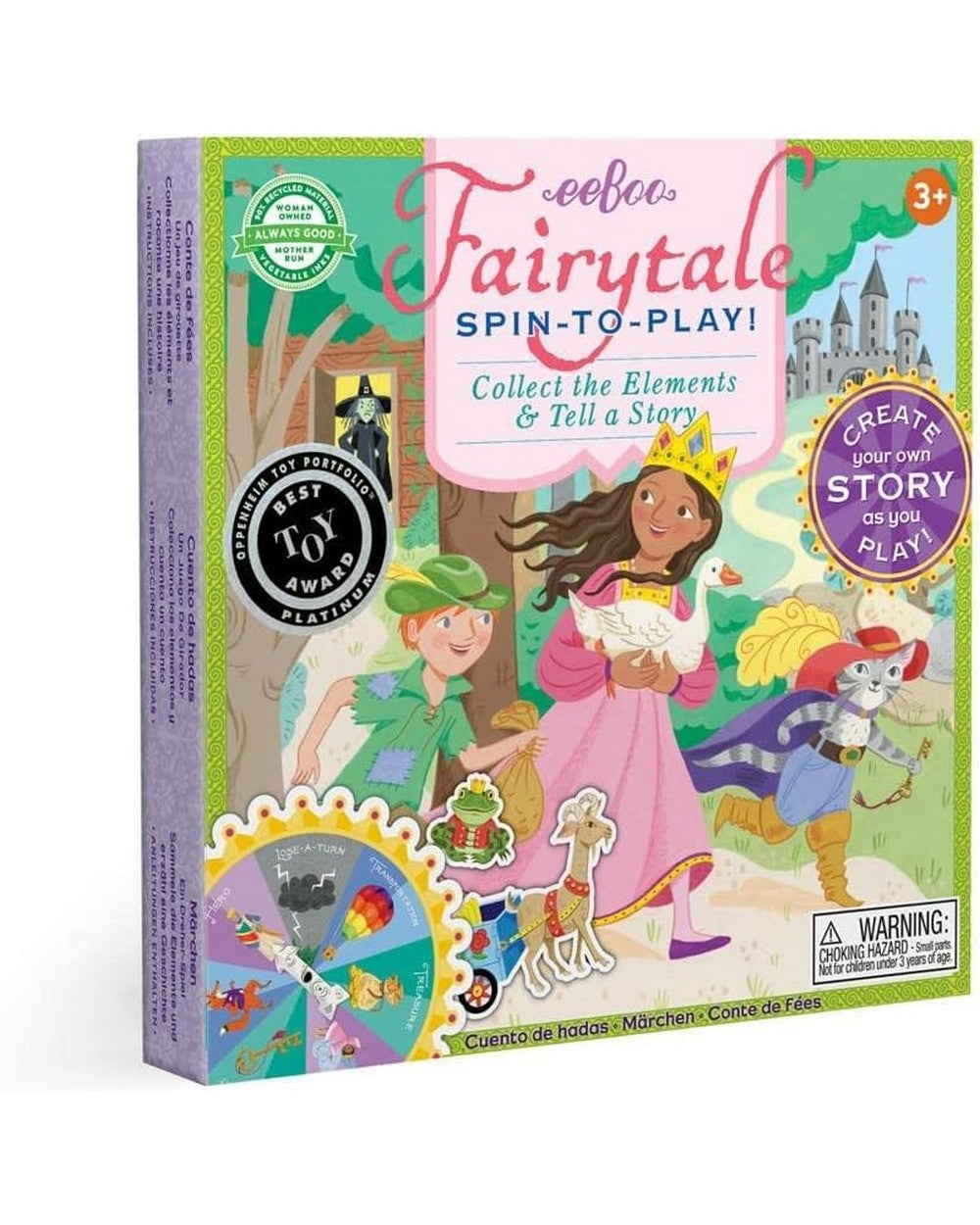 eeBoo Fairytale Spinner Game – Fun Family Game, Kids' Educational Game, Fairy Tale-Themed, Interactive Play for 2-4 Players