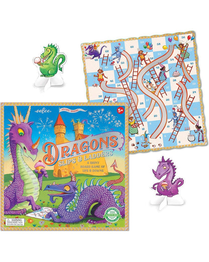 eeBoo Dragons Slips & Ladders Board Game – Fun Family Game, Kids' Educational Game, Dragon-Themed, 2-4 Players
