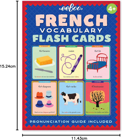 eeBoo French Flash Cards - Bilingual Learning Set for Kids, Fun and Interactive Way to Learn Basic French Vocabulary