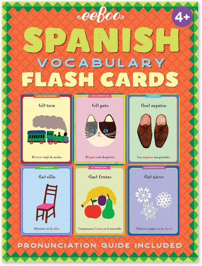 eeBoo Spanish Flash Cards - Bilingual Learning Set for Kids, Fun and Interactive Way to Learn Basic Spanish Vocabulary