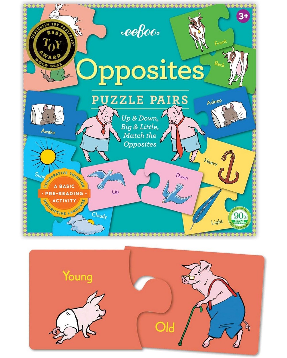 eeBoo Opposites Box – Educational Matching Game for Kids, Learning Opposites, Fun and Interactive Family Game