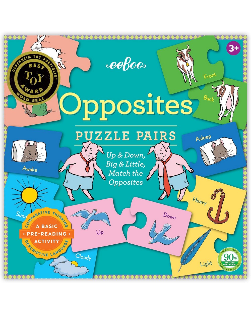 eeBoo Opposites Box – Educational Matching Game for Kids, Learning Opposites, Fun and Interactive Family Game