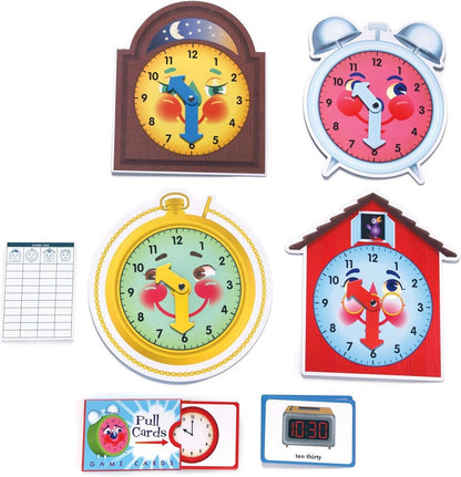 eeBoo Time Telling Game - Fun and Educational Learning Activity for Kids, Teaches Analog and Digital Clocks