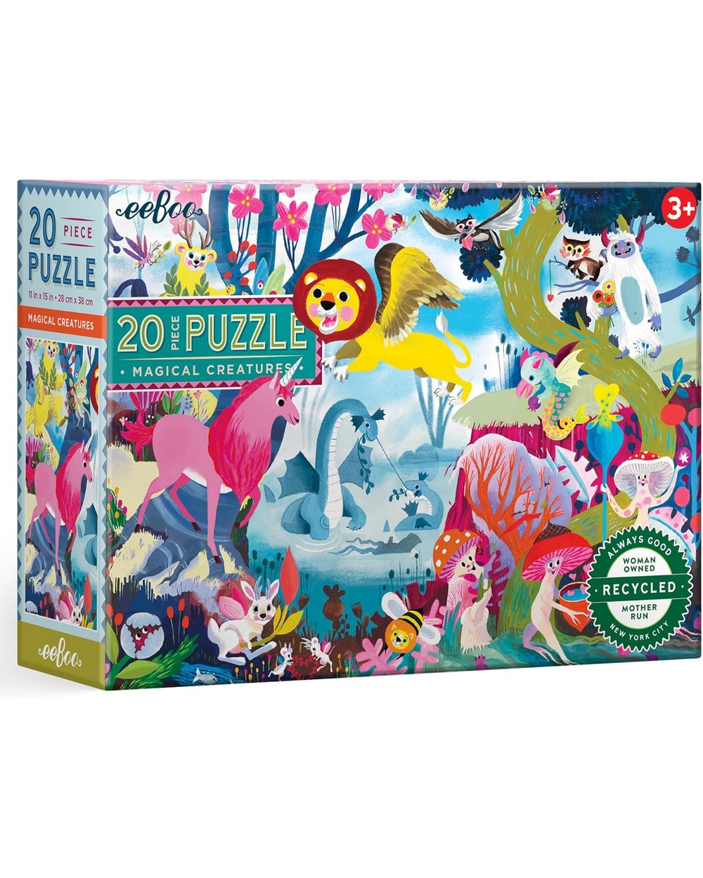 eeBoo Magical Creatures 20-Piece Puzzle – Fun and Educational Puzzle for Kids, Colorful & Imaginative Designs, Perfect for Early Learners