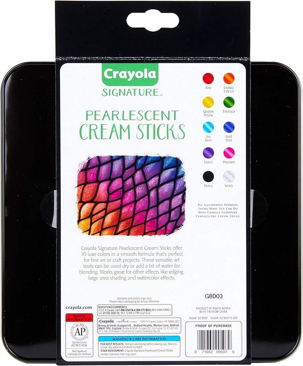 Crayola Signature Pearlescent Gel Sticks - Vibrant Colors, Shimmery Effect, Ideal for Art Projects, Creative Supplies, Metallic Finish, Pack of 10