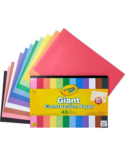 Crayola Giant Construction Paper with Stencils – Large Colored Paper Pack for Kids, Includes Stencils for Creative Art Projects