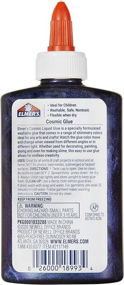 Elmer's Cosmic Glue 5oz Blue – Shimmery and Glittery Glue for Slime, Crafts, and DIY Projects, Vibrant Blue Color, Ideal for Kids, Perfect for Creative Activities