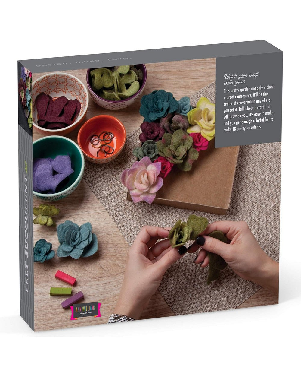 Anna Williams Craft Crush Felt Succulents Kit – DIY Craft Kit for Creating Realistic Felt Plants, Perfect for Home Decor, Beginners & Crafters