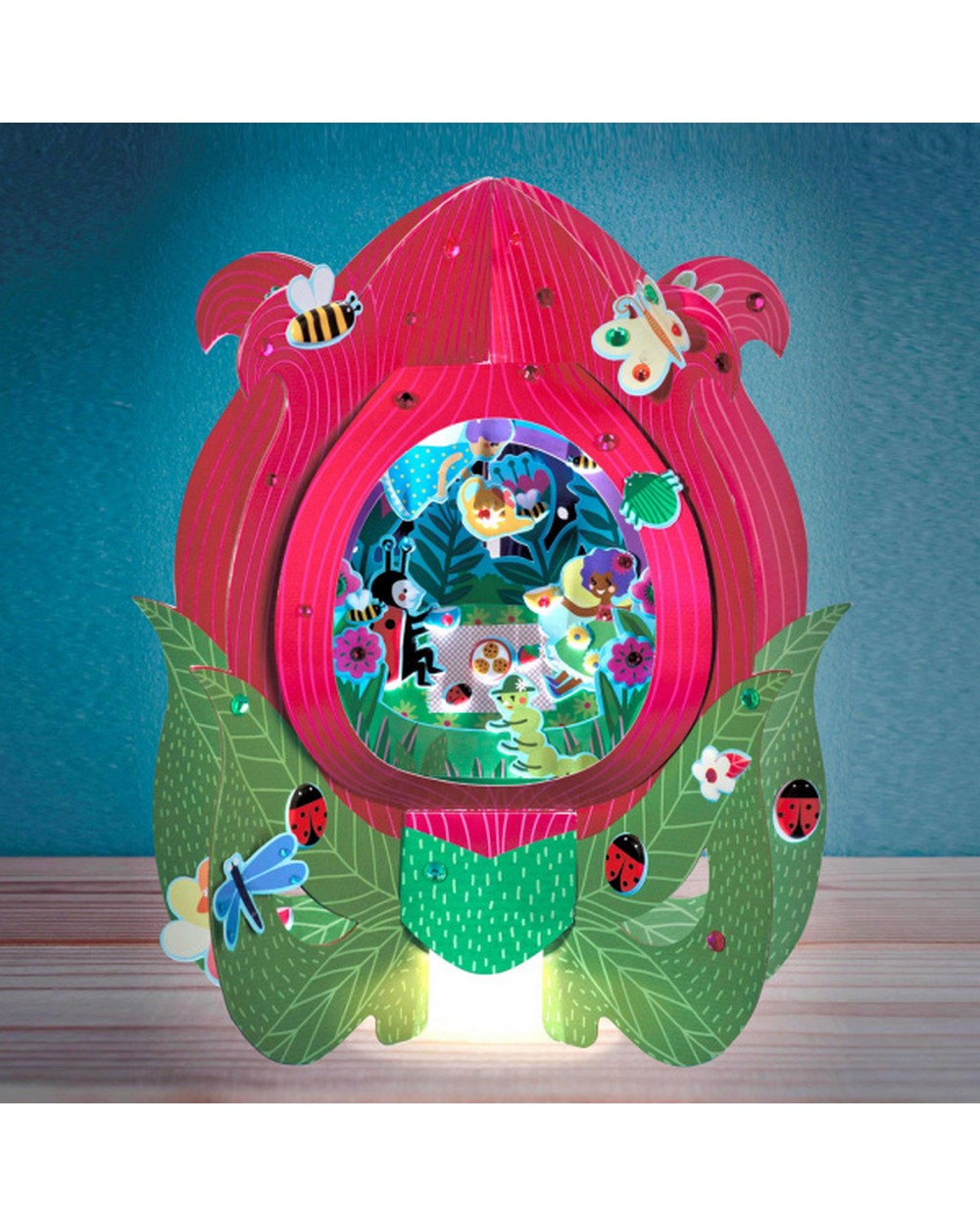 Bright Stripes Lantern Lands Fairy Flower Party – DIY Paper Craft Kit for Kids, Magical Fairy and Flower Lanterns with LED Lights