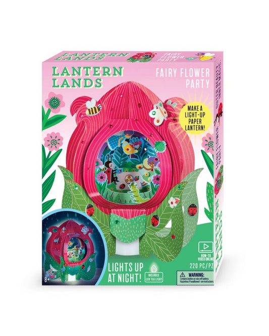 Bright Stripes Lantern Lands Fairy Flower Party – DIY Paper Craft Kit for Kids, Magical Fairy and Flower Lanterns with LED Lights