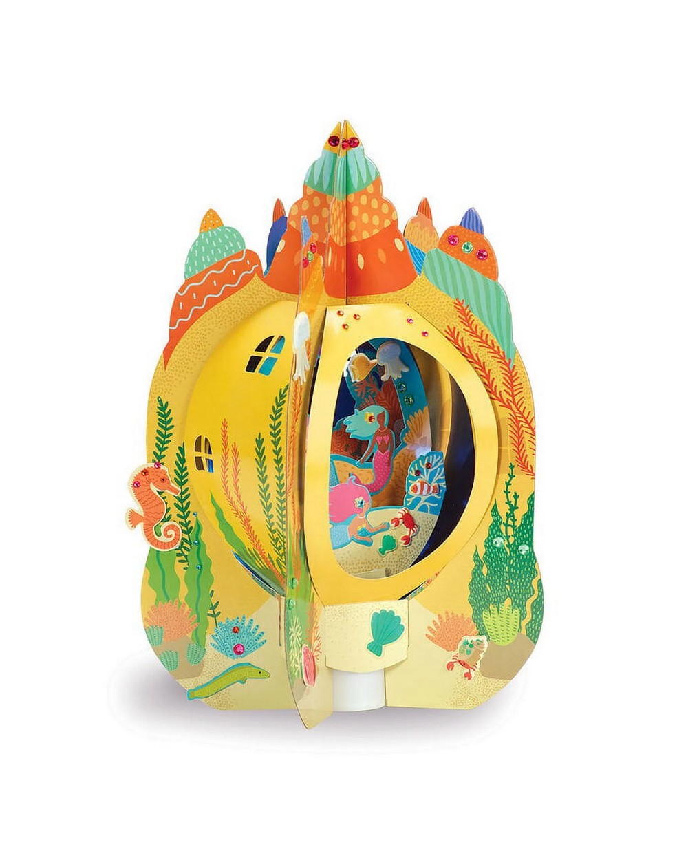 Bright Stripes DIY Lantern Lands Mermaid Castle Light Up Paper Craft Kit for Kids – Creative Crafting Kit with LED Lights, Fun Paper Craft Project for Children