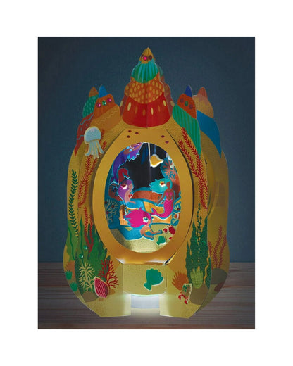 Bright Stripes DIY Lantern Lands Mermaid Castle Light Up Paper Craft Kit for Kids – Creative Crafting Kit with LED Lights, Fun Paper Craft Project for Children